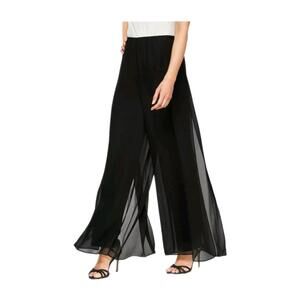 Alex Evenings Black Wide-Leg Sheer Palazzo Pants